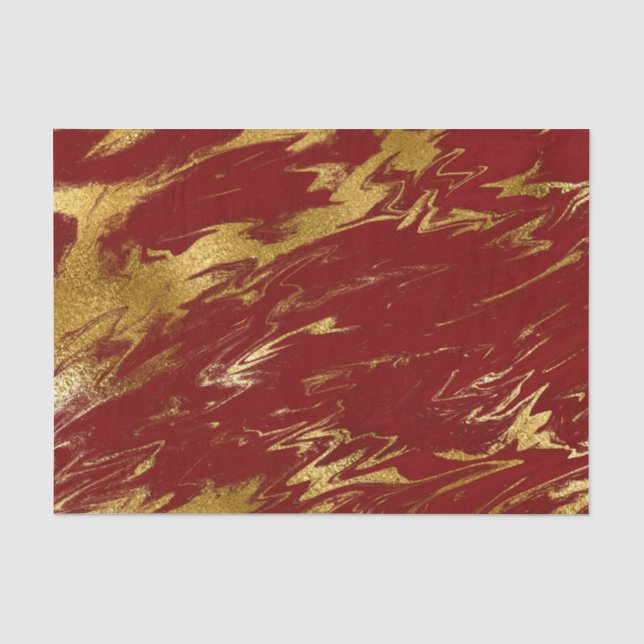 Papier Mousseline Marbre Chic Rouge Or Faux (Recto)