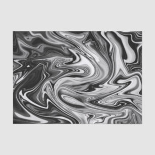 Papier Mousseline Marbre élégant 7 - Noir et blanc liquide