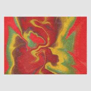 Papier Mousseline Marbre fluide Vague rouge vibrant perruques vertes