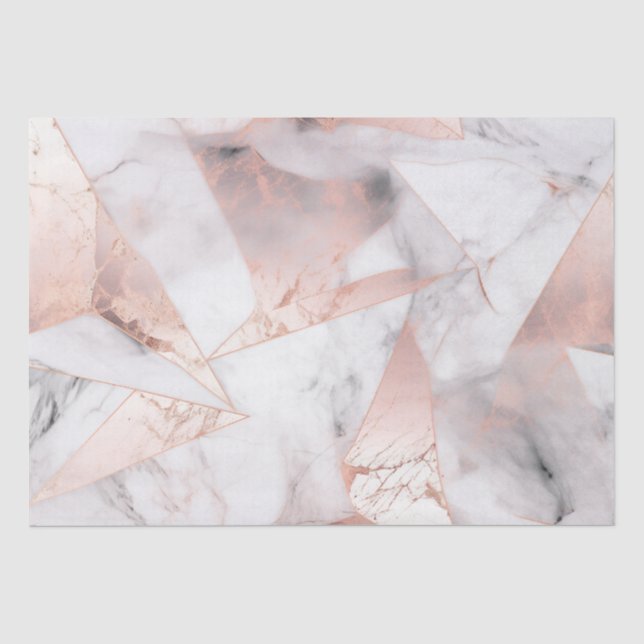 Papier Mousseline Marbre géométrique Rose or tendance (Recto)