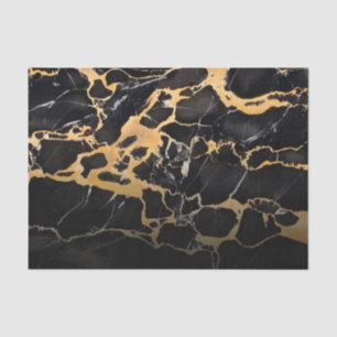 Papier Mousseline Marbre noir et doré