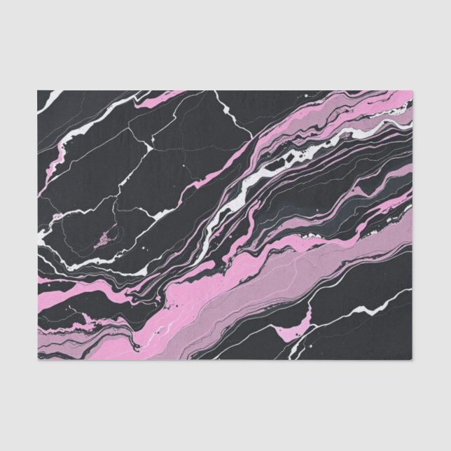 Papier Mousseline Marbre noir et rose (Recto)