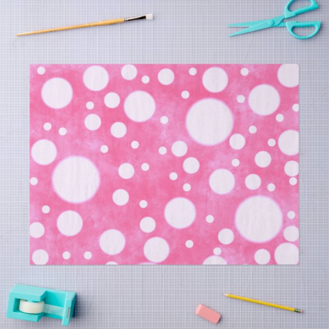 Papier Mousseline Marbre rose Blanc Pois Motif Découpage (Artisanat)