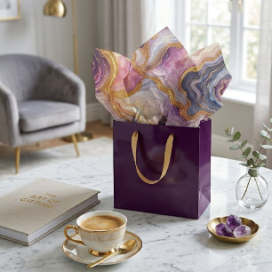 Papier Mousseline Marbre Rose Violet Or Foncé