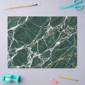 Papier Mousseline Marbre Vert Émeraude Élégant Emballage Cadeau Or