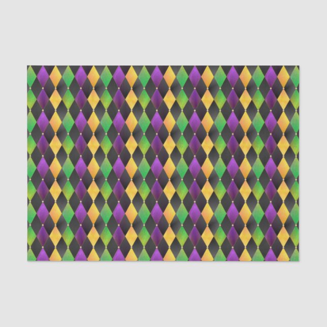 Papier Mousseline Mardi Gras de couleurs complexes Jacquard diamant (Recto)