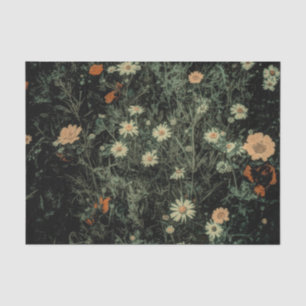 Papier Mousseline marguerite blanche bohème fleur sauvage noir flora