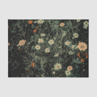 Papier Mousseline marguerite blanche bohème fleur sauvage noir flora