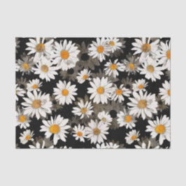 Papier Mousseline Marguerites blanches sur Floral noir