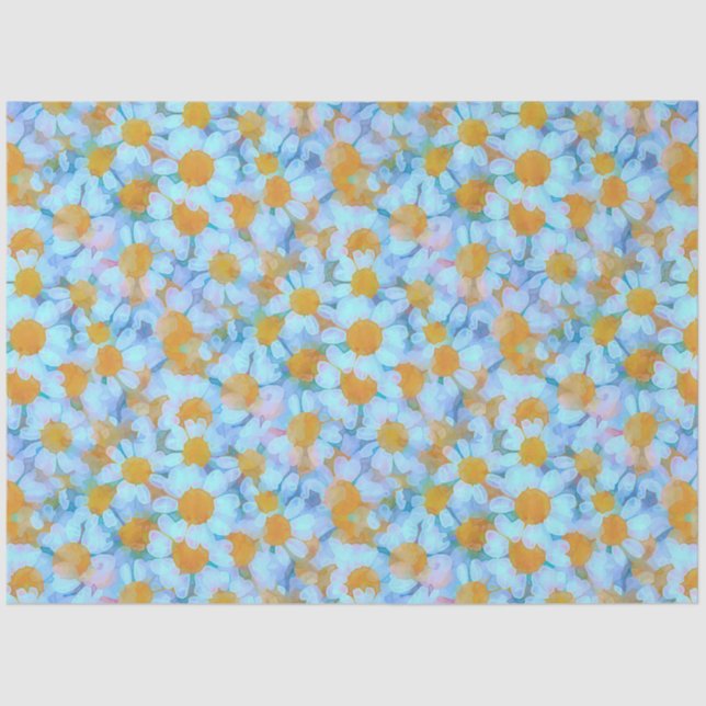 Papier Mousseline Marguerites et dentelles (Recto)