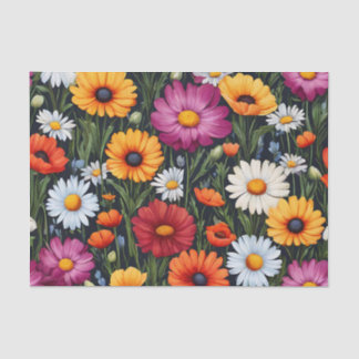 Papier Mousseline Marguerites et pavois fleur sauvage