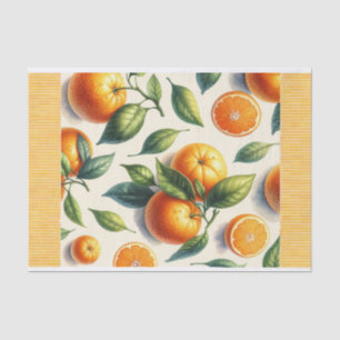 Papier Mousseline Mariage aux feuilles d'orange agrumes aquarelle