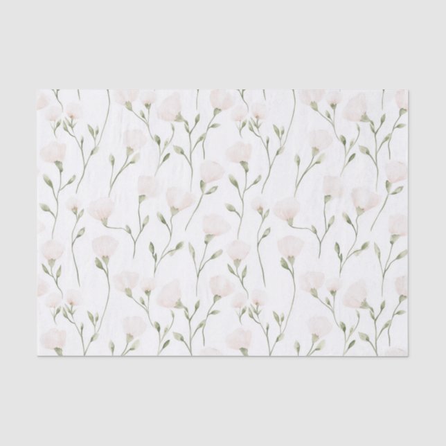Papier Mousseline Mariage Blush Rose Fleurie (Recto)