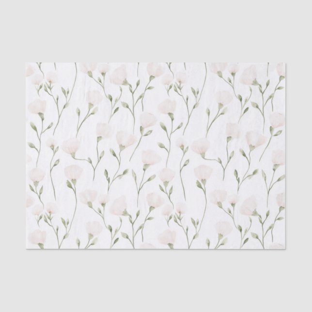 Papier Mousseline Mariage Blush Rose Fleurs (Recto)