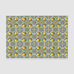 Papier Mousseline Mariage carrelage méditerranéen Capri jaune bleu c