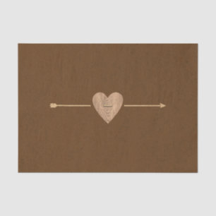 Papier Mousseline Mariage Champêtre Marron Kraft Cœur Flèche