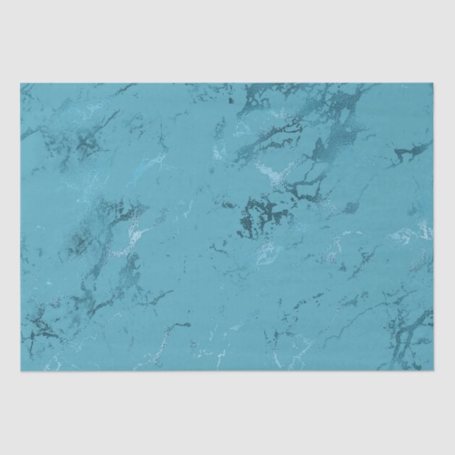 Papier Mousseline Mariage chic bleu aqua marbré (Recto)