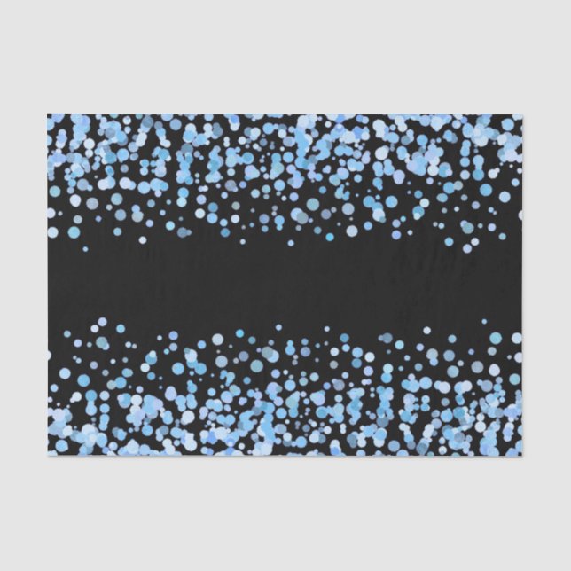 Papier Mousseline Mariage Confetti Aquarelle Bleu (Recto)