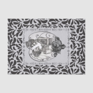 Papier Mousseline Mariage de couple d'amour de squelette Danse gothi