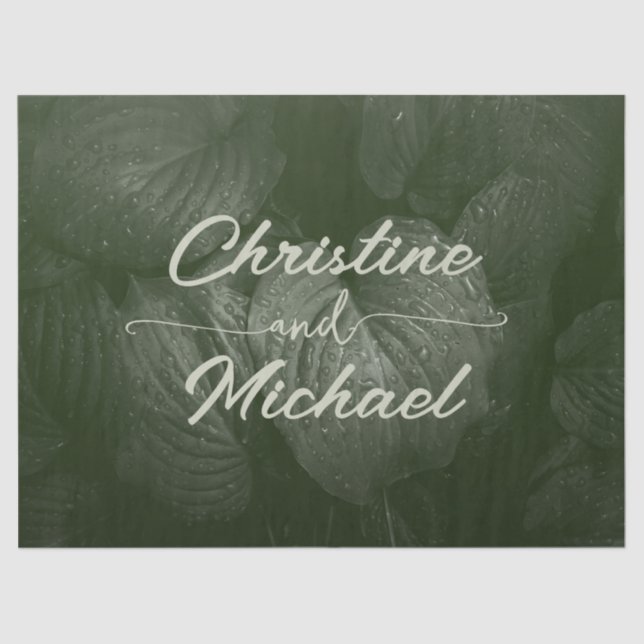 Papier Mousseline Mariage de printemps à la feuille verte (Recto)