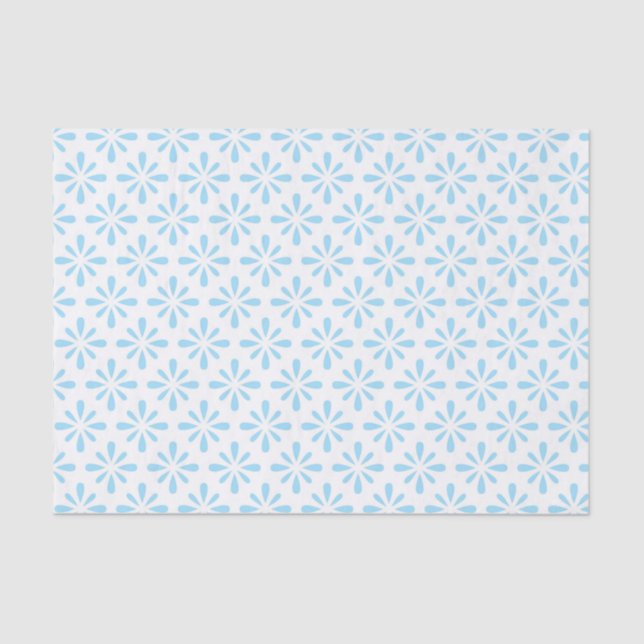 Papier Mousseline Mariage Élégant Fleuris Bleu Clair Pastel (Recto)
