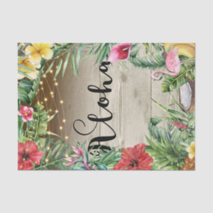 Papier Mousseline Mariage Feuilles et Lumières Fleurales en Bois Tro