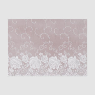 Papier Mousseline Mariage Fleur de Rose Romantique Rose Blush Blanc