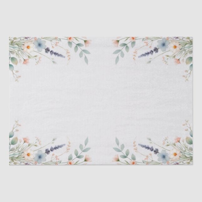 Papier Mousseline Mariage Floral Aquarelle Fleur de Printemps (Recto)