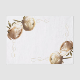 Papier Mousseline Mariage floral aux ranunculus crème et blanc