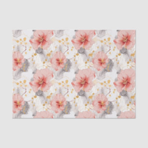 Papier Mousseline Mariage Floral Corail Rougeâtre
