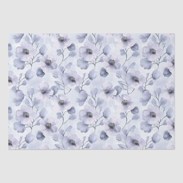 Papier Mousseline Mariage Floral Lavande Violet (Recto)
