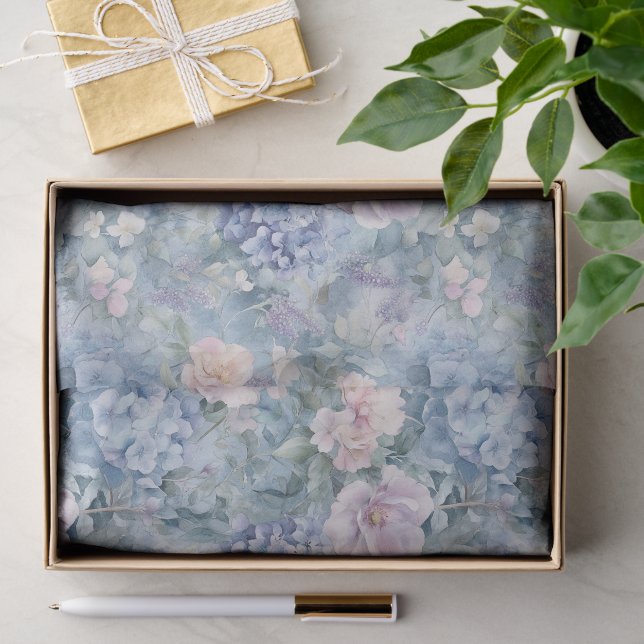 Papier Mousseline Mariage Floral Rose Violet Romantique (Cadeau)