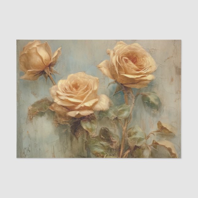 Papier Mousseline Mariage Floral Roses Péches Romantiques (Recto)