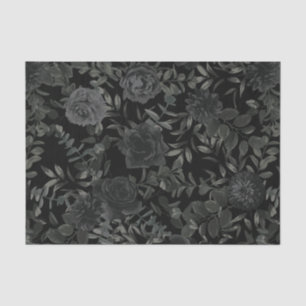 Papier Mousseline Mariage gothique blanc et noir Rose  papier