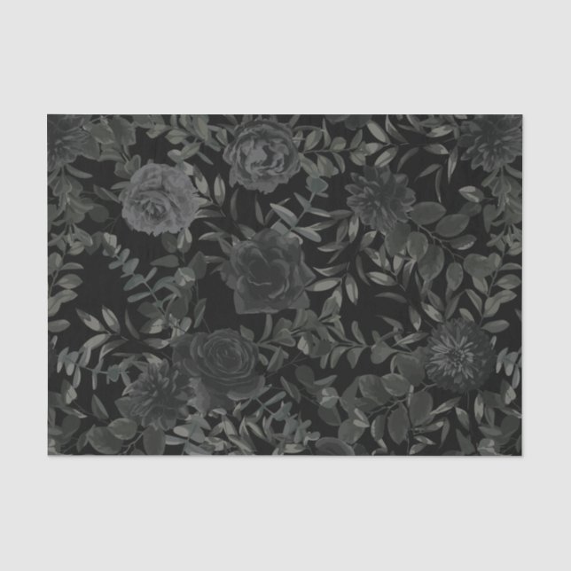 Papier Mousseline Mariage gothique blanc et noir Rose  papier (Recto)