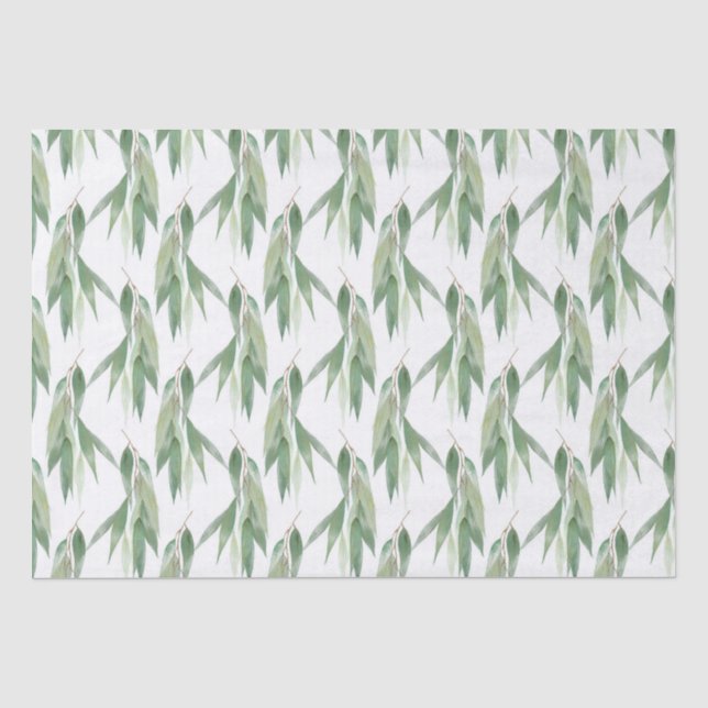 Papier Mousseline Mariage Green Gold Eucalyptus Glitz (Recto)