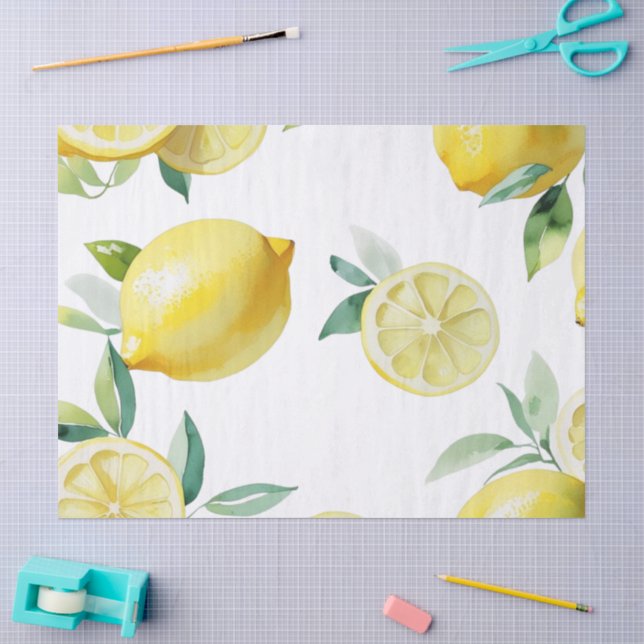 Papier Mousseline Mariage moderne en bleu citron floral script (Artisanat)