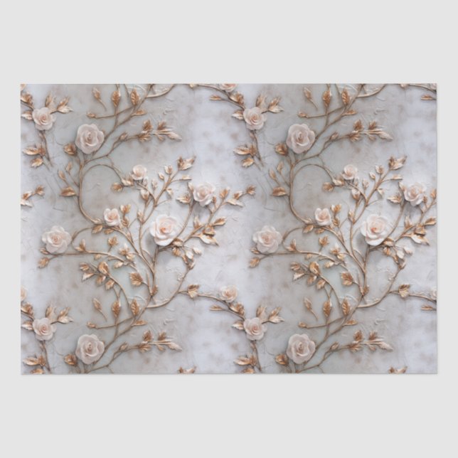 Papier Mousseline Mariage Rose blanc gris chic (Recto)