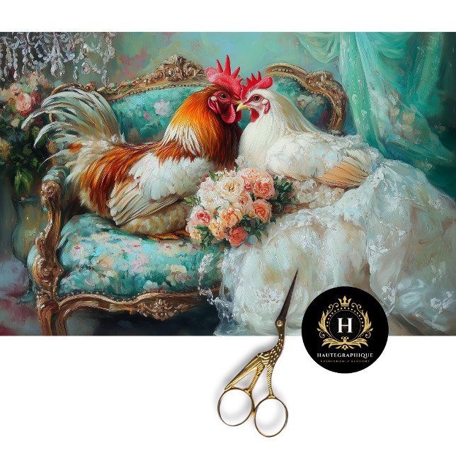 Papier Mousseline Mariage Rustique Chic Poules Meubles Découpage (Créateur téléchargé)
