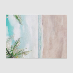 Papier Mousseline Mariage Scène de Plage Peinte Isle Breeze