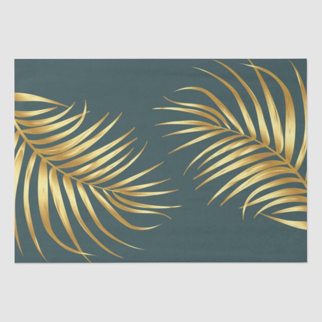 Papier Mousseline Mariage Tropical Green Gold (Recto)