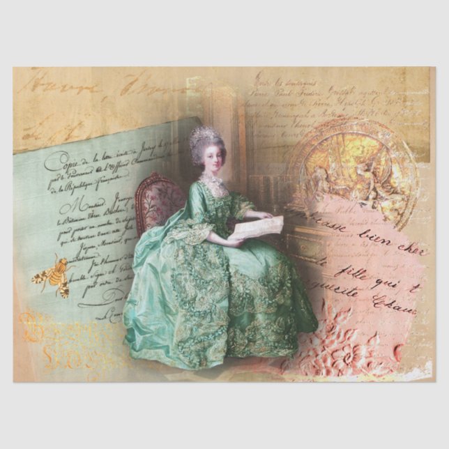 Papier Mousseline Marie Antoinette Lettres Sceau de cire (Recto)