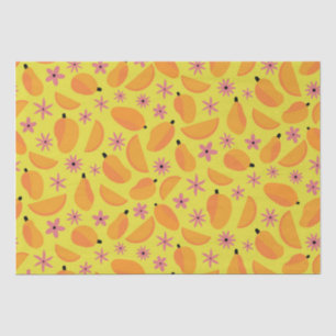 Papier Mousseline Marigold Mango Fruit and Flowers Motif
