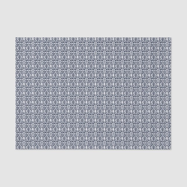 Papier Mousseline Marine avec Motif de dentelle de Crochet blanc (Recto)