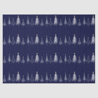 Papier Mousseline Marine Bleu hiver Pine Arbres de Noël étoile