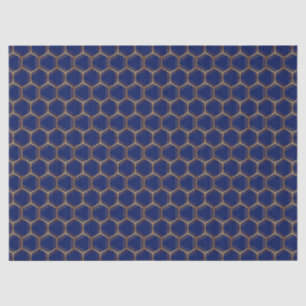 Papier Mousseline Marine Bleu Miel peigne d'or Chic géométrique