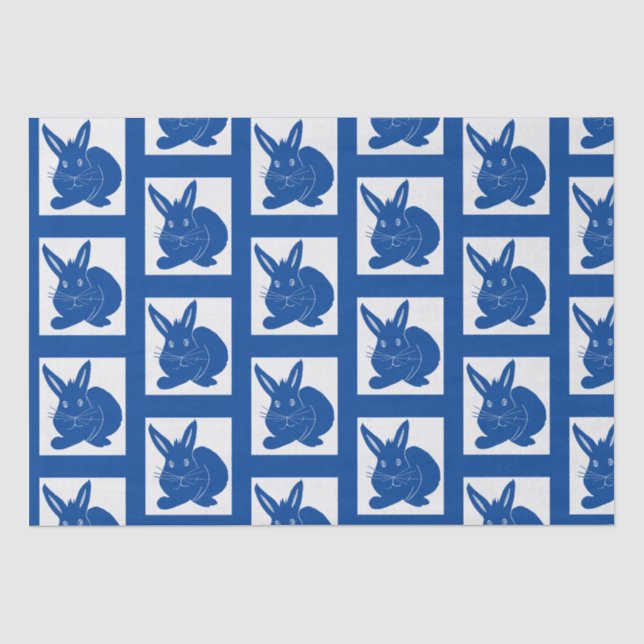 Papier Mousseline Marine Blue Bunnies (Recto)