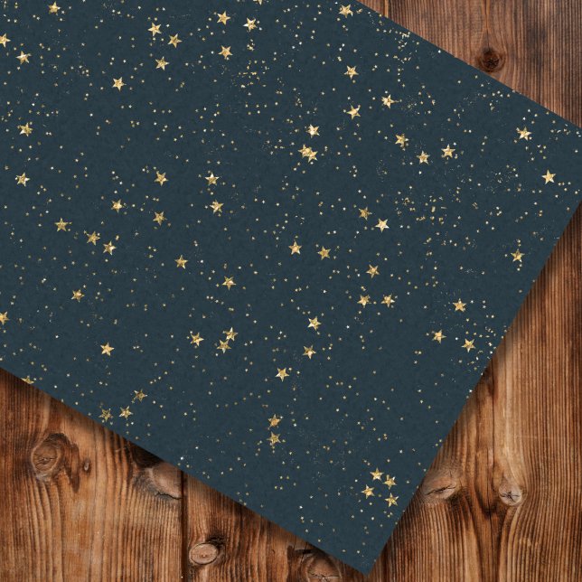 Papier Mousseline Marine Blue & Gold Stars | Noël (Créateur téléchargé)