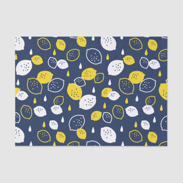 Papier Mousseline Marine Blue Lemon Art - Refresh Citrus Design (Recto)