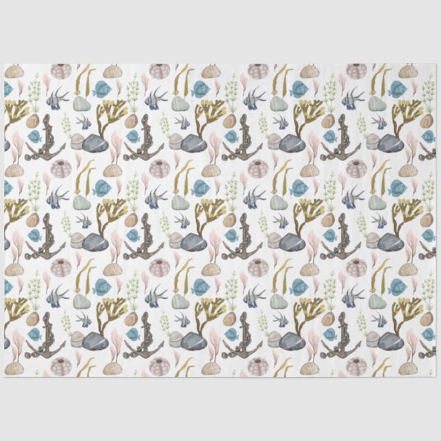Papier Mousseline Marine Life Series Design 10 Tissus Papier (Recto)